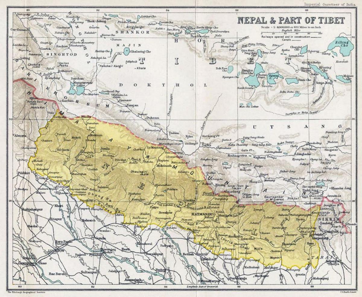 बहुत पुराना नेपाल के मानचित्र