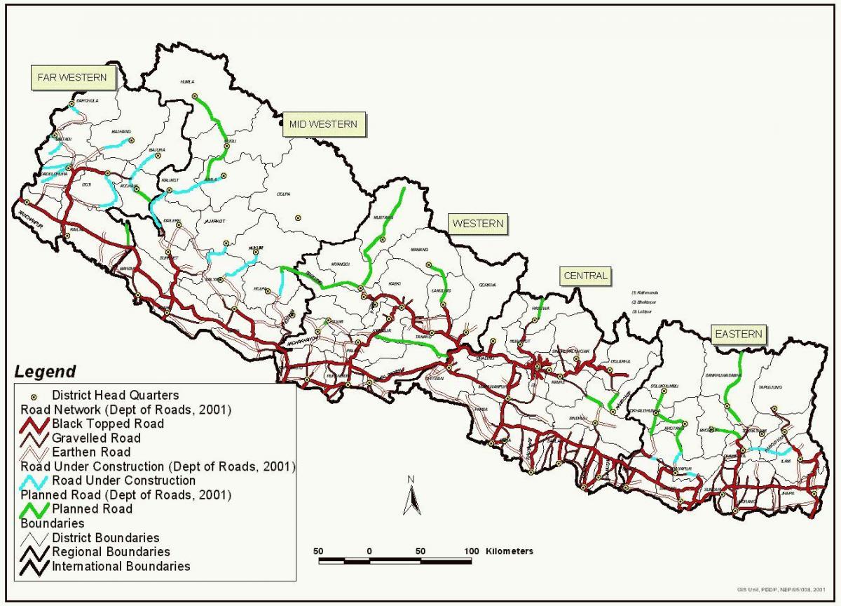 नेपाल के मानचित्र फास्ट ट्रैक सड़क