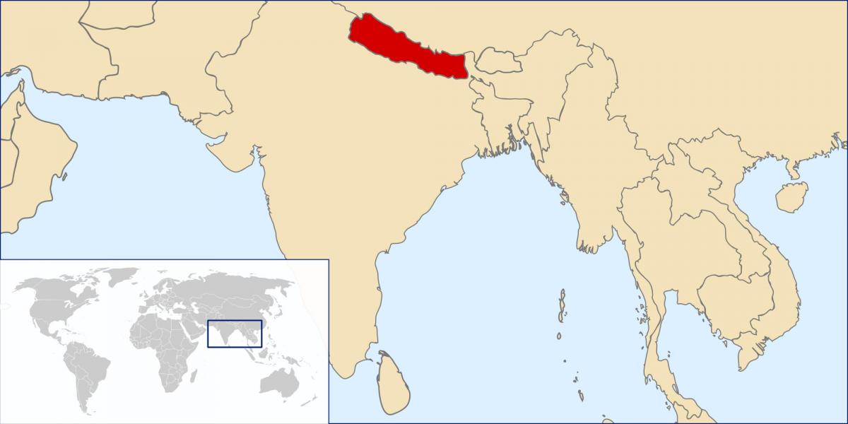 नेपाल के मानचित्र पर स्थान दुनिया