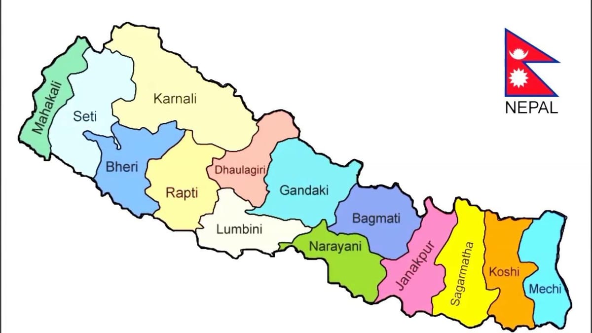 राजनीतिक मानचित्र के साथ नेपाल के सभी जिलों