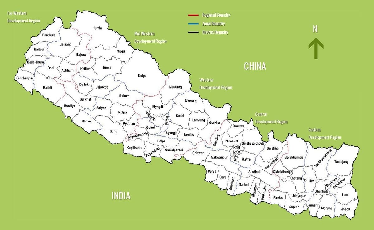 नेपाल में पर्यटकों के आकर्षण का नक्शा
