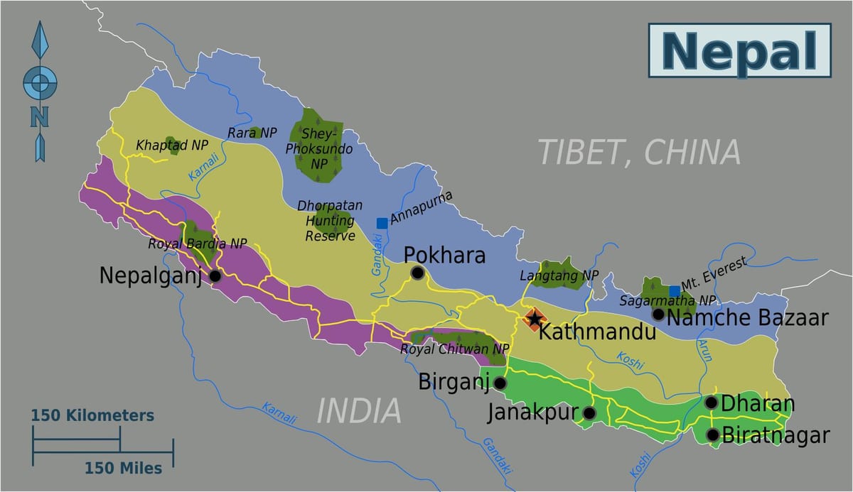 नेपाल की भौगोलिक मानचित्र