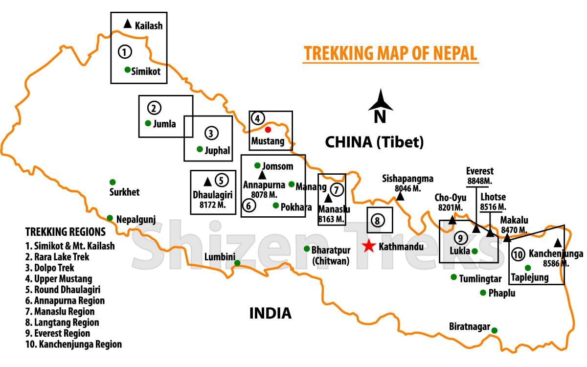नेपाल यात्रा के नक्शे