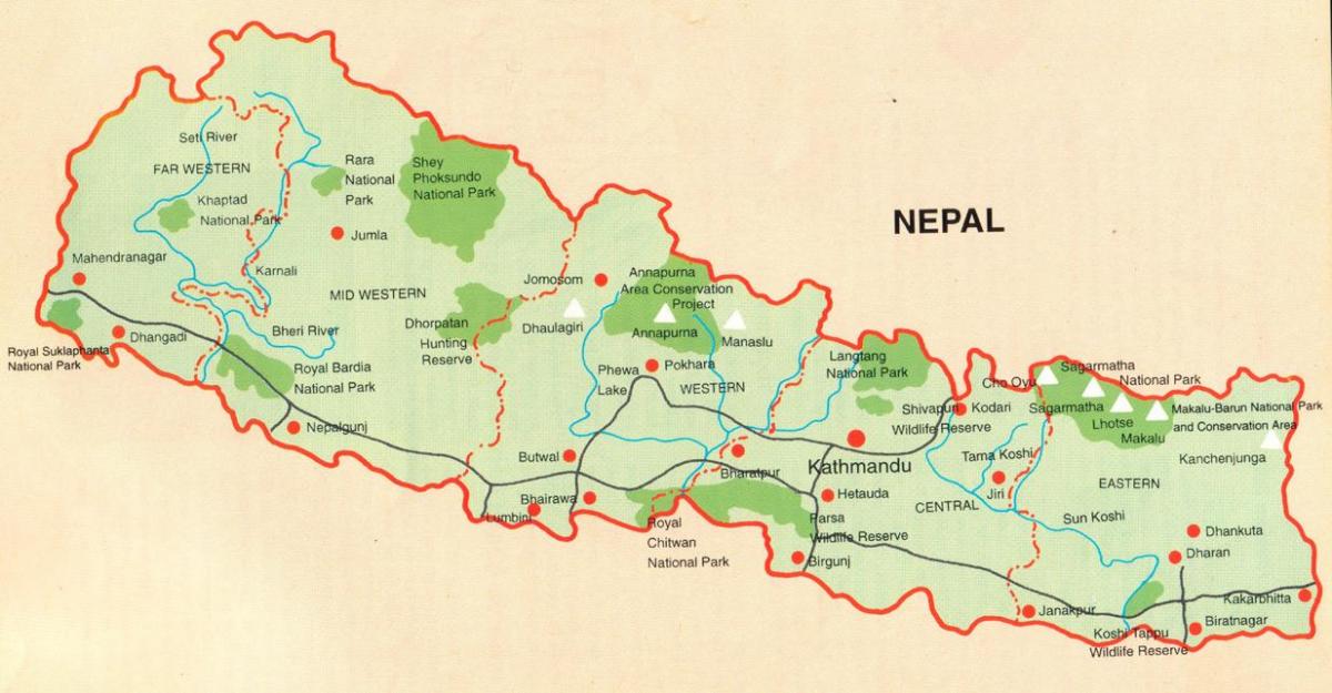 नेपाल के पर्यटन मानचित्र नि: शुल्क