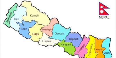 राजनीतिक मानचित्र के साथ नेपाल के सभी जिलों