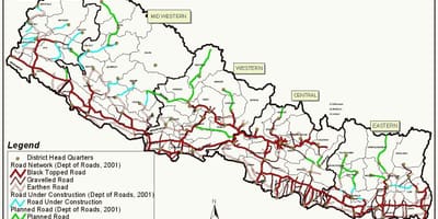 नेपाल के मानचित्र मार्ग