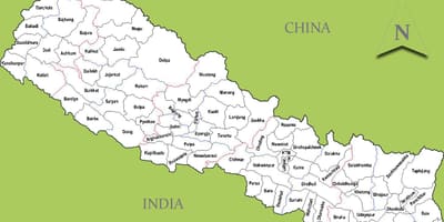 नेपाल के नक्शे के साथ शहरों
