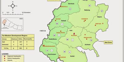 नक्शे के पश्चिमी नेपाल